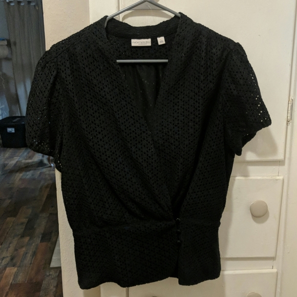 2for$20🔥Eva Mendes | Black Peplum Wrap Top - Picture 4 of 8